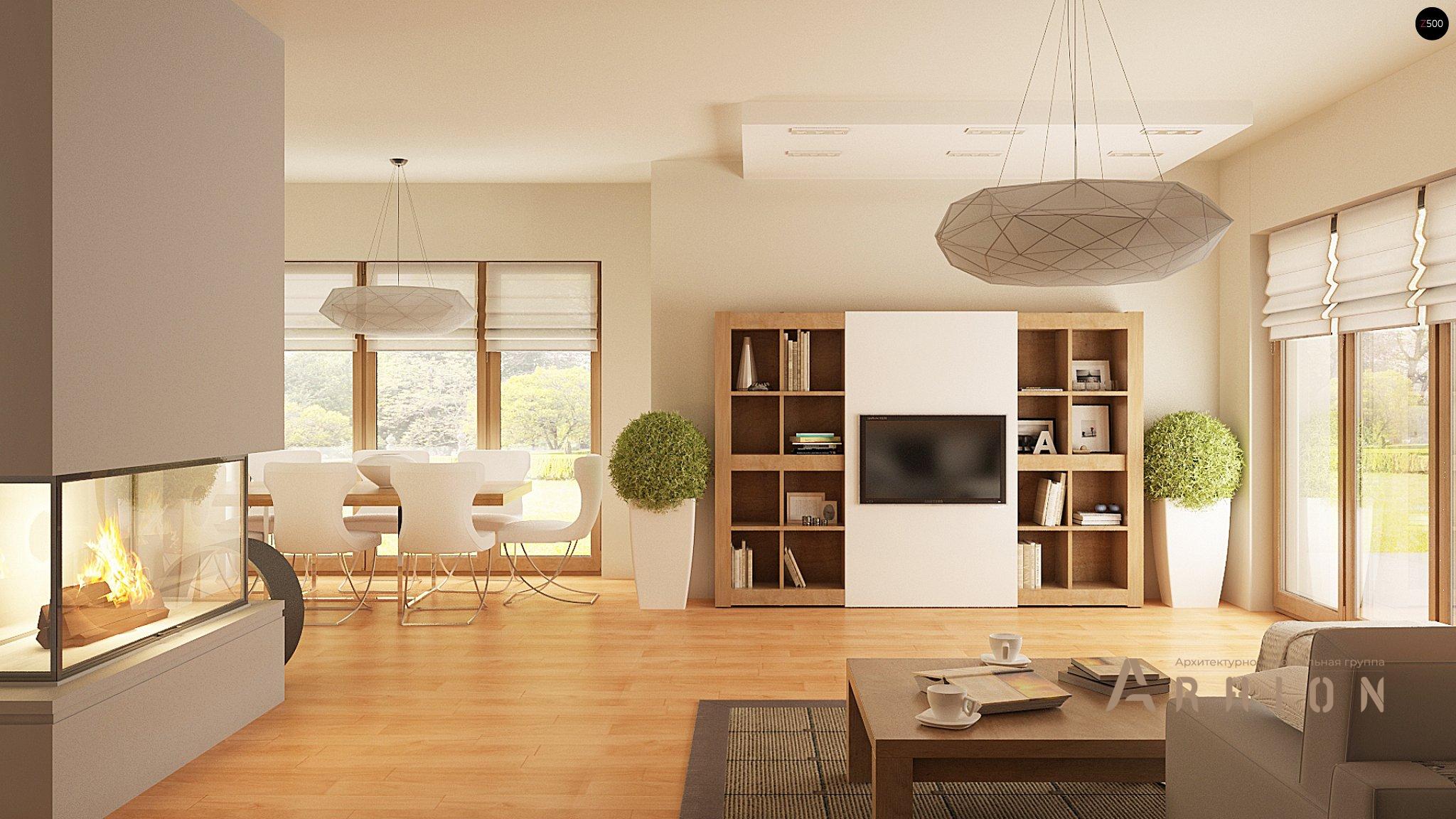 2. Проект одноэтажного дома в современном стиле с четырехскатной, Z270 A, площадью - 239 кв c мансардой, терассой, балконом, гаражом